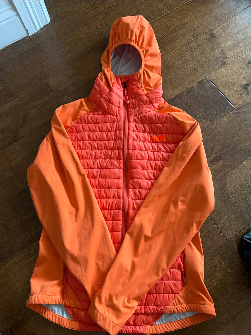 Bright Orange Quilted Hooded Jacket
